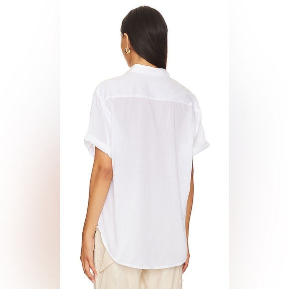 NWT Revolve X Steve Madden White Button Front Kiralin Top with Short Sleeves, M - Picture 2 of 14